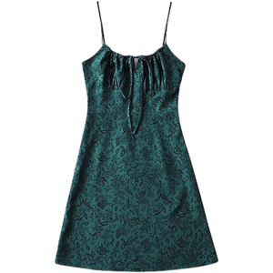 Omoone Women's Floral Low-Cut Square Neck Tie Bodycorn Dress